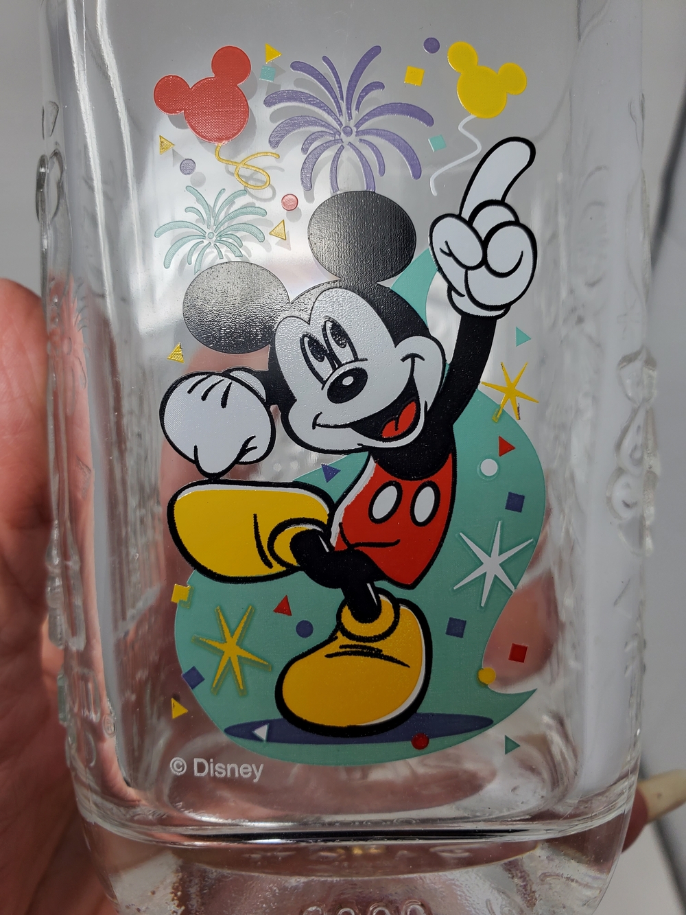 Disney 2000 Celebration  McDonalds Mickey Mouse Clear Glass Tumbler - Multicolor